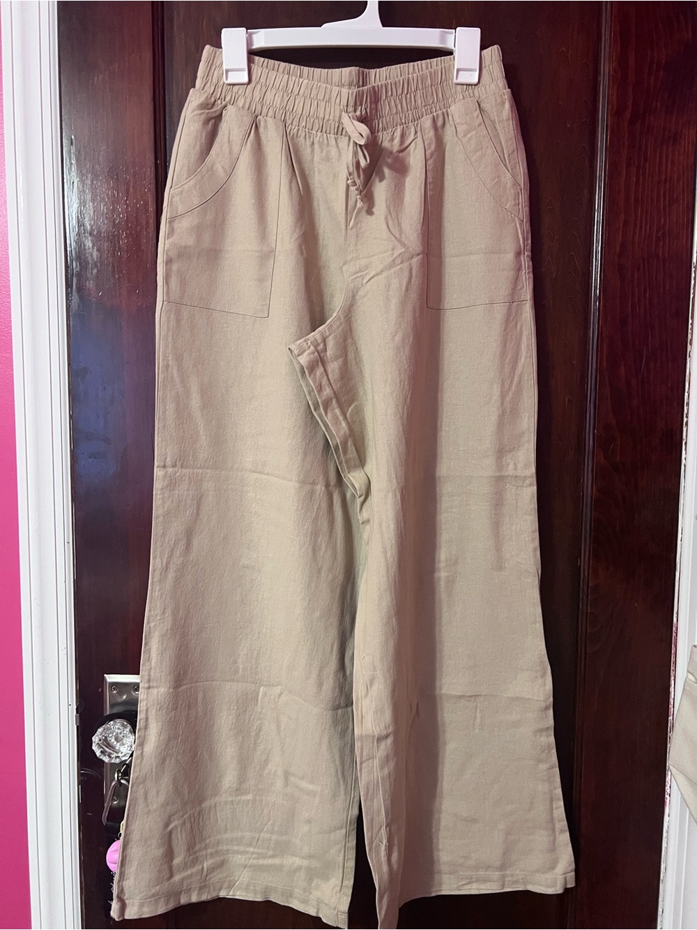 SO Wide Leg Drawstring Pants - Tan